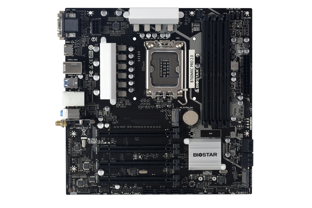 PC Components/ MotherBoard/ LGA 1151/ Biostar Mainboard,Intel B760MXC PRO, 4DDR5 Socket 1700+, uATX, Gbe LAN,