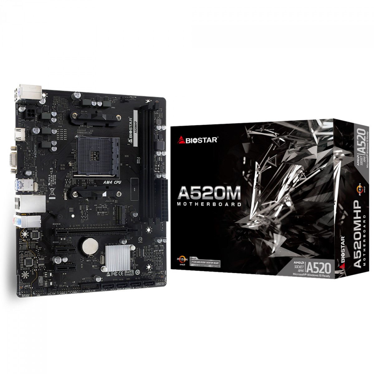 PC Components/ MotherBoard/ Socket A/ Biostar,AMD A520MHP, Socket AM4, uATX, GbE LAN DDR4