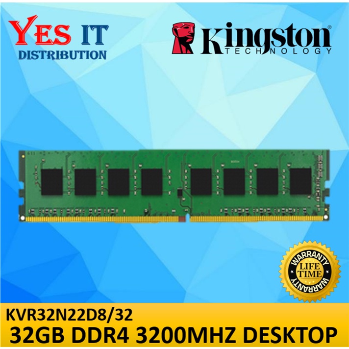 PC Components/ Memory/ DDR4 DIMM 288pin/ Kingston KVR32N22D8/16WP 16GB 3200MHz DDR4 2Rx8