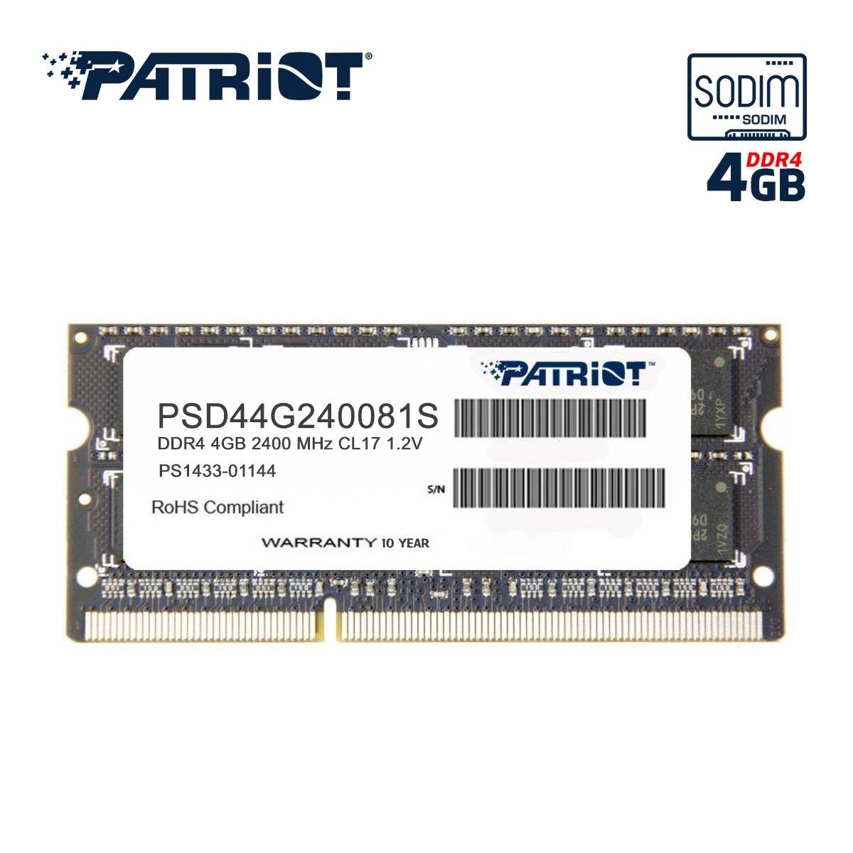 PC Components/ Memory/ DDR3 SODIMM/ Patriot 4GB DDR4 2400MHz SO-DIMM (PSD44G240081S)