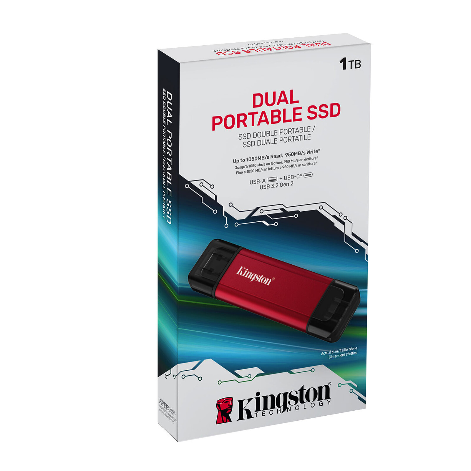 PC Components/ HDD/ External/ 1.8"/ Kingston Dual Portable Solid-State Drive /1TB