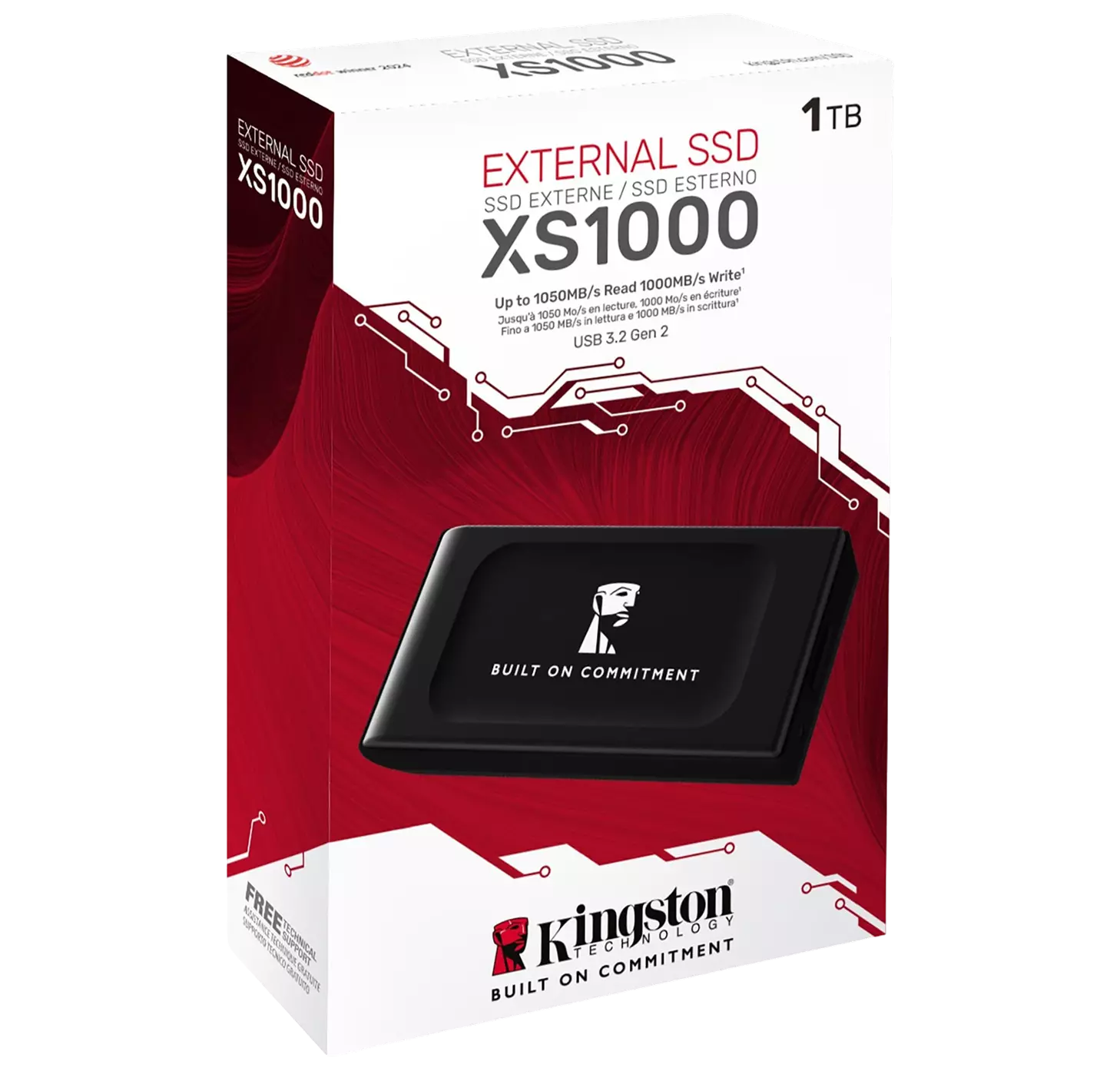 PC Components/ HDD/ External/ 1.8"/ Kingston SXS1000 1TB USB-C Portable SSD - Up to 1050MB/s - Black