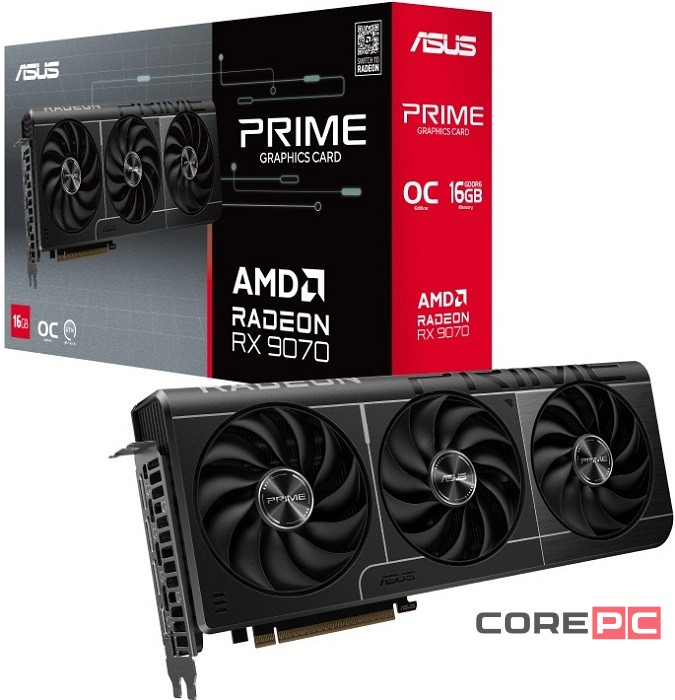 PC Components/ Video Adapter/ PCI Express 12GB/ ASUS PRIME-RX9070XT-O16G//RX9070XT,HDMI,DP*3,16G,D6