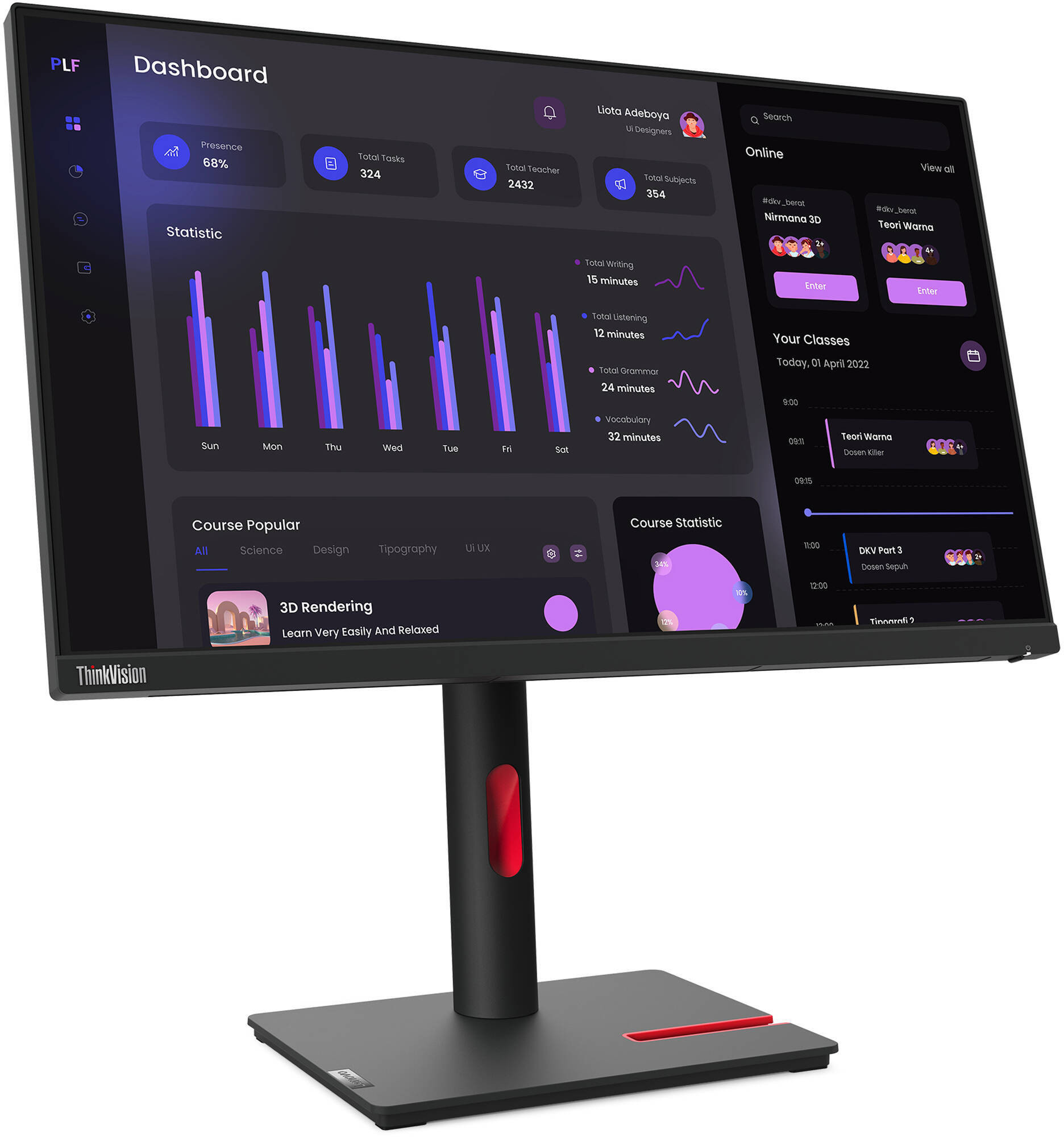 Monitor/ Lenovo/ Lenovo ThinkVision T24i-30 23.8 IPS 1920x1080 250 cd/m² 4ms 60Hz
