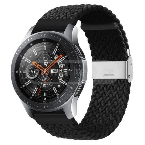 Smart Watch Band/ for Samsung Galaxy Watch 42mm Easy Adjustable Elastic Nylon Watch Band Replacement Watch Strap 20mm - Black