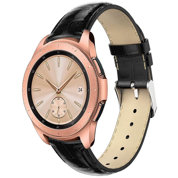 Smart Watch Band/ For Samsung Galaxy Watch 42mm, Smart Watch Strap Bracelet 20mm Crocodile Texture Genuine Leather - Black