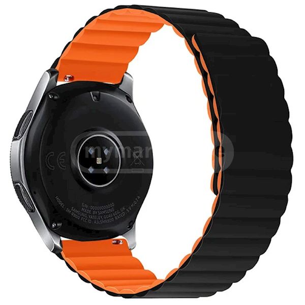 Smart Watch Band/ For Samsung Galaxy Watch 5 Silicone Watch Strap 20mm Magnetic Adjustable Wrist Band - Black / Orange