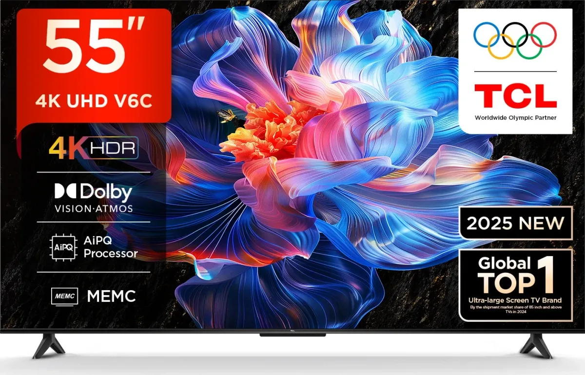 TV/ LED/ TCL/ TV 55"(140cm)/ 55V6C Google TV  4K  HDR10 WiFi5 BT5.2 Dolby Audio 10W 200X200