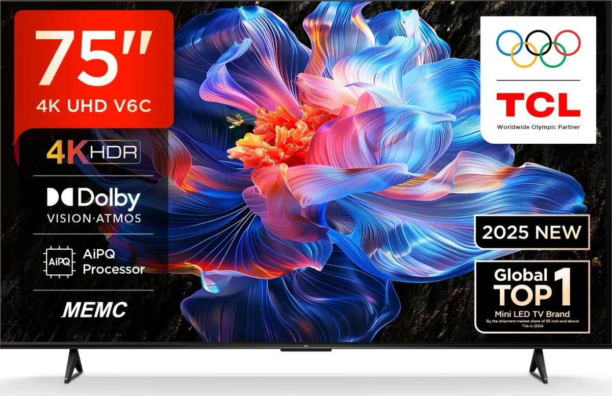 TV/ LED/ TCL/ TV 75"(190cm)/ 75V6C Google TV  4K  HDR10 WiFi5 BT5.2 Dolby Audio 15W 300X300