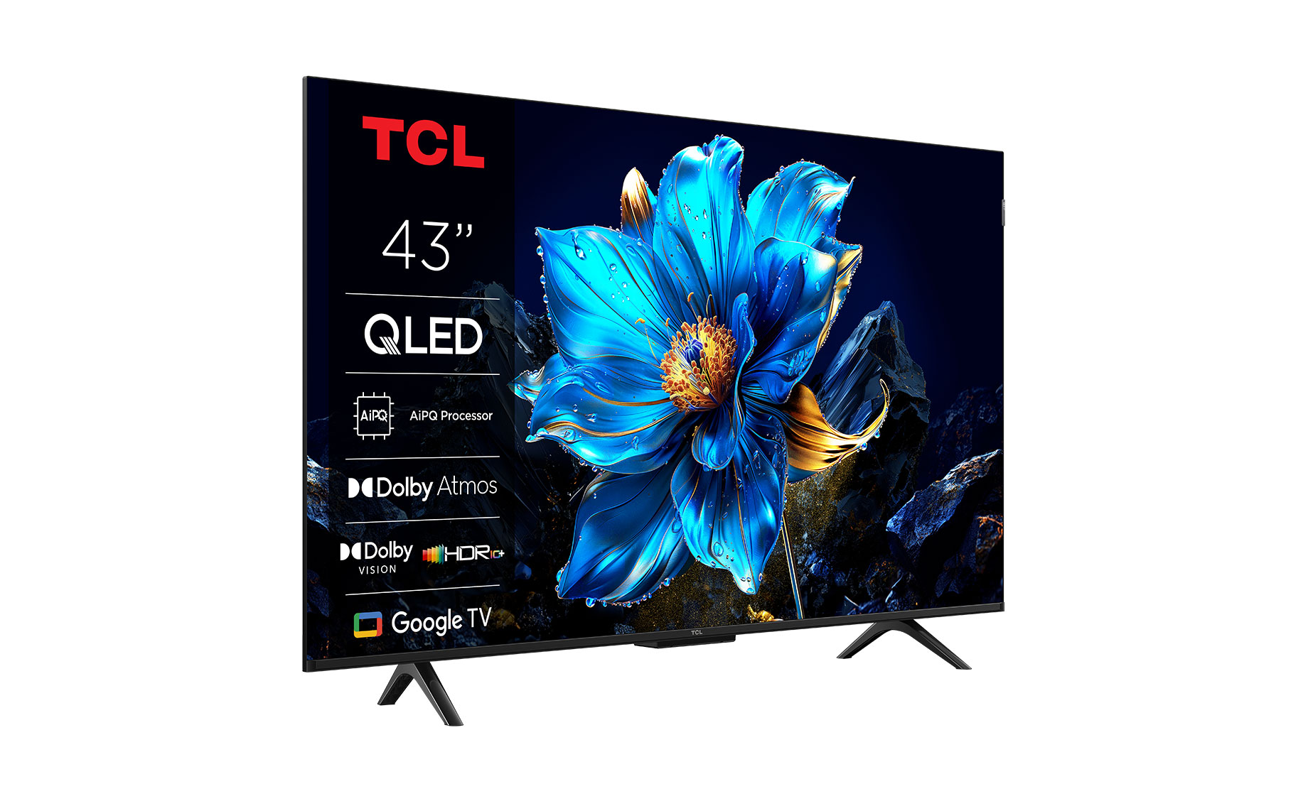 TV/ QLED/ TCL/ QLED TV 43"(109cm)/ 43P7K 4K Google TV HDR10+  Dolby Atmos BT5.4 Wi-Fi 2.4+5GHz DVB-T/T2/C/S/S2 2x15W HDMI1.4/HDMI2.0&HDMI2.1,HDCP1.4 200x100