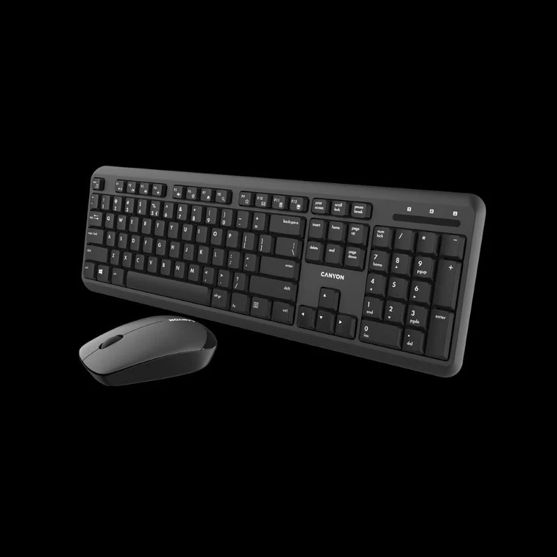 Keyboard/ CANYON SET-W20 UK/US Keyboard+Mouse Velvet  Wireless Black