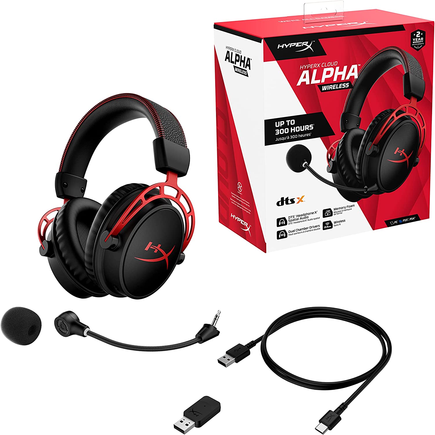 Headphone/ HP/ HyperX Cloud Alpha - Wireless Gaming Headset (Black-Red)