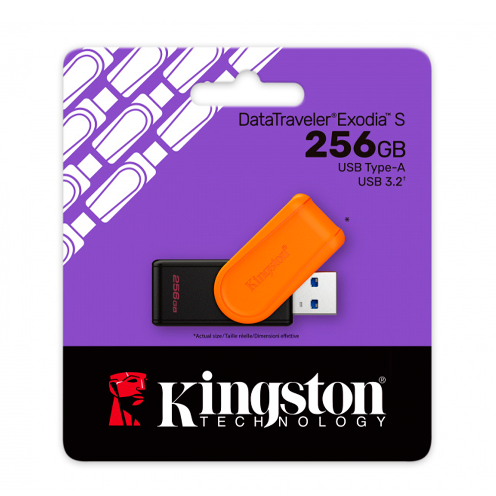 USB Flash Drive/ 256GB/ Kingston DataTraveler Exodia S 256GB USB Flash Drive | USB 3.2 Gen 1 Speed | Swivel Cap Design | DTXS/256GB