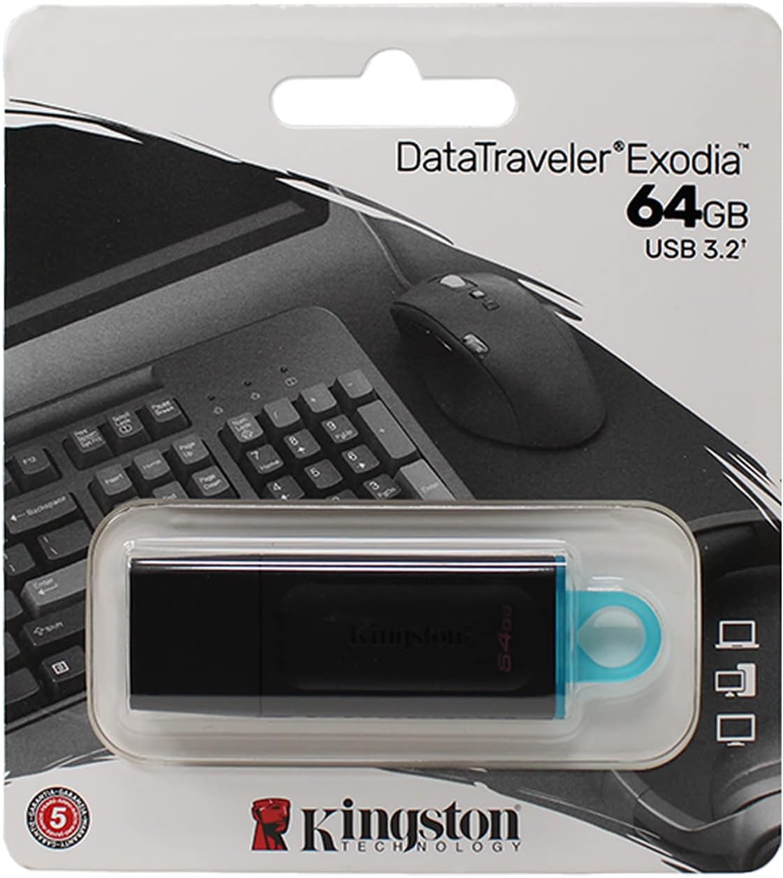 USB Flash Drive/ 64GB/ Kingston DataTraveler Exodia S 64GB USB Flash Drive | USB 3.2 Gen 1 Speed | Swivel Cap Design |DTXS/64GB