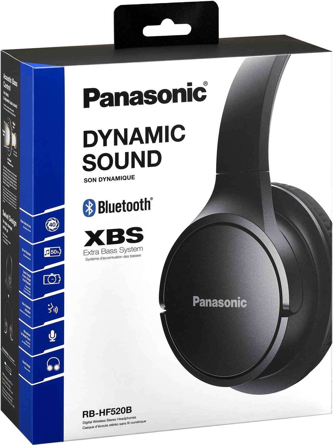 Wireless Headphone/ Panasonic/ Panasonic RB-HF520B Bluetooth Over-Ear Headphones (Voice Control, Wireless, Up to 50 Hours Battery Life) Black