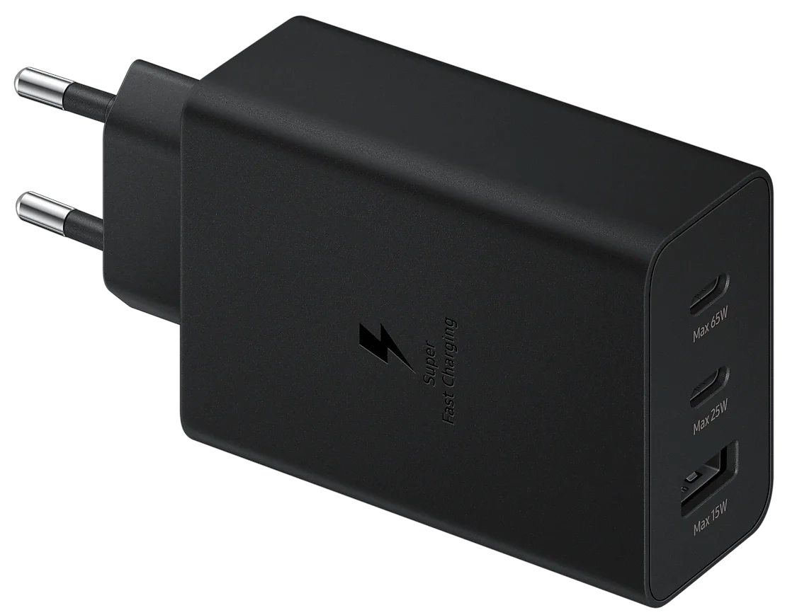 Wall Charger/ Type- C / Samsung 65W PD 3.0, 2xUSB-C, USB-A (w/o cable) black (EP-T6530NBEGRU)