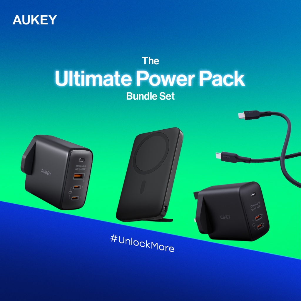 Wireless Charger/ AUKEY LC-MC311 3-in-1 desktop magnetic wireless charger (gun color) QI2.0 version with C-C1.5M+30W European standard charging plug