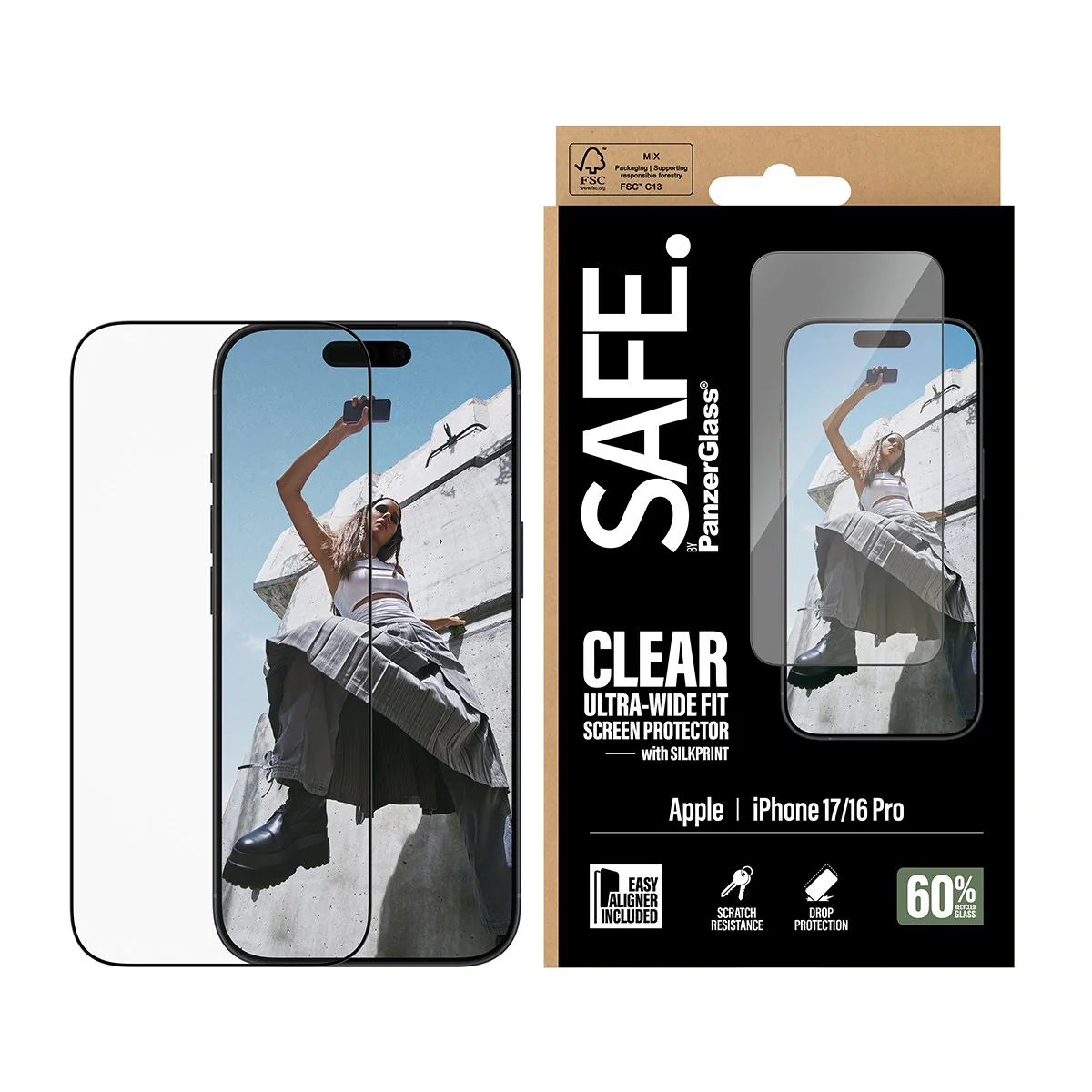 Mobile Screen Protector/ PanzerGlass Apple iPhone 17/iPhone 16 Pro UWF Silk Printt Screen Protector