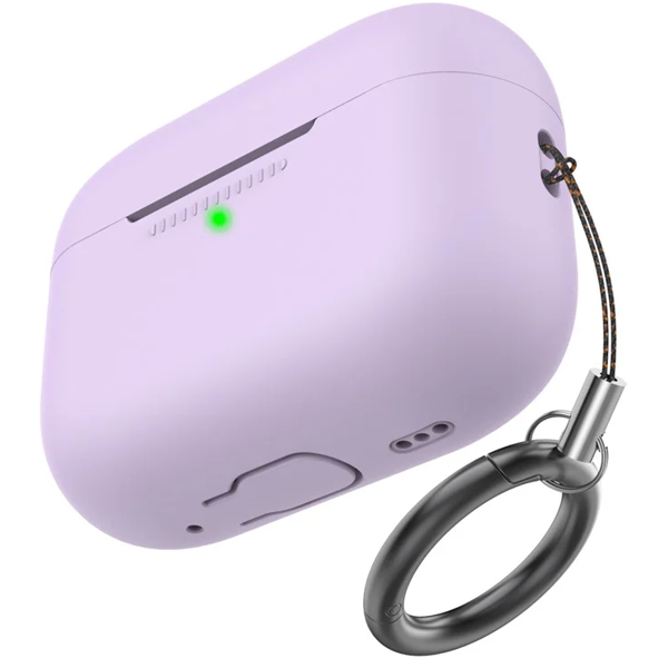 Mobile Accessory Other/ AHASTYLE PT187-G Shockproof Silicone Case for Apple AirPods Pro 2 Earphone Charging Bin Drop Protection Cover with Carrying Loop Strap - Purple