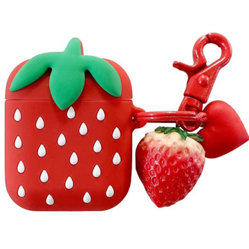 Mobile Accessory Other/ For Apple AirPods 2nd gen. Strawberry Pattern Silicone Case - Red