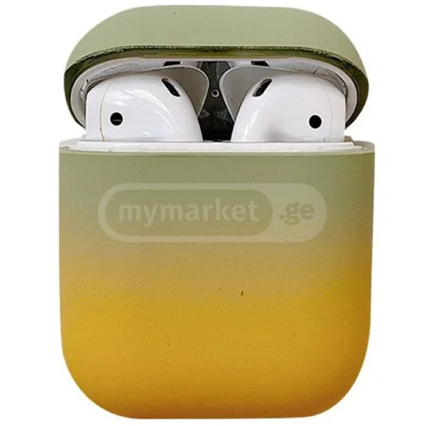 Mobile Accessory Other/ For Apple AirPods 2nd gen.Gradient Frosted PC Hard Case Protective Cover (without Buckle) - Green / Yellow