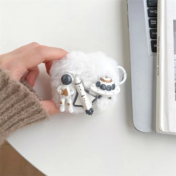 Mobile Accessory Other/ For Apple AirPods 3 Cartoon Astronaut / Spacecraft / Rocket Fluff + TPU Shell Protective Cover with Hook