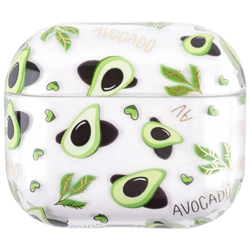Mobile Accessory Other/ for Apple AirPods 3 Fruit Flower Pattern Gold Stamping Hard PC Earphone Charging Box Protective Case Cover - Avocado