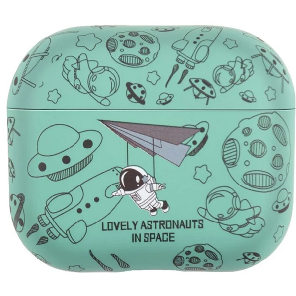 Mobile Accessory Other/ For Apple AirPods 3 TPU Water Transfer Printing Earphone Charging Case Shockproof Protective Cover - Green Astronaut
