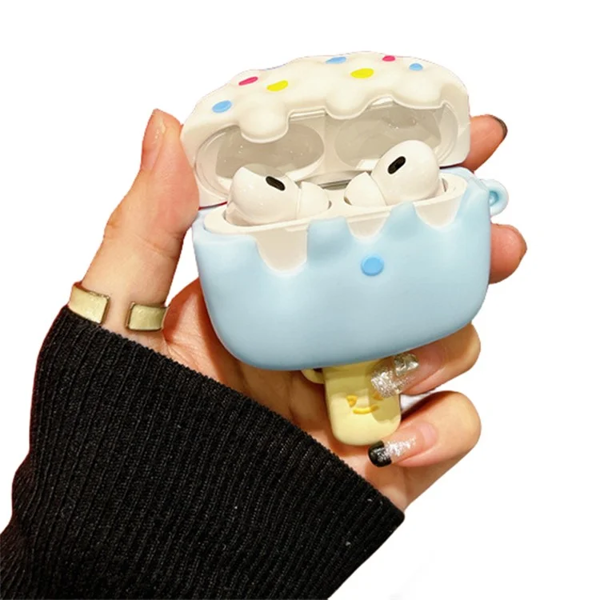 Mobile Accessory Other/ For Apple AirPods Pro  /  Pro 2 Ice Cream Design Earphone Protective Cover Silicone Case with Anti-lost Buckle