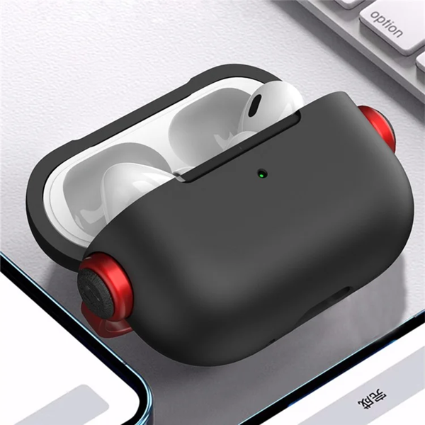 Mobile Accessory Other/ For Apple AirPods Pro 2 Anti-drop Earphone Case Headset Style Dual-color PC+TPU Earbud Cover with Ring Strap - Black / Red