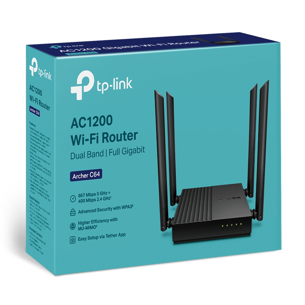Network Active/ Router/ TP-Link/ TP-Link Archer C64 AC1200 Wireless MU-MIMO WiFi Router