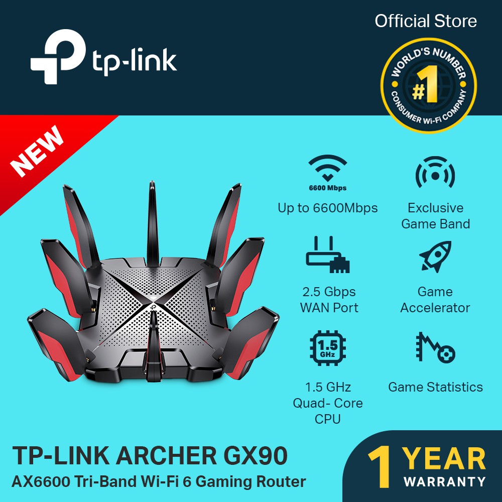 Network Active/ Router/ TP-Link/ TP-Link Archer GX90 AX6600 Tri-Band Wi-Fi 6 Gaming Router
