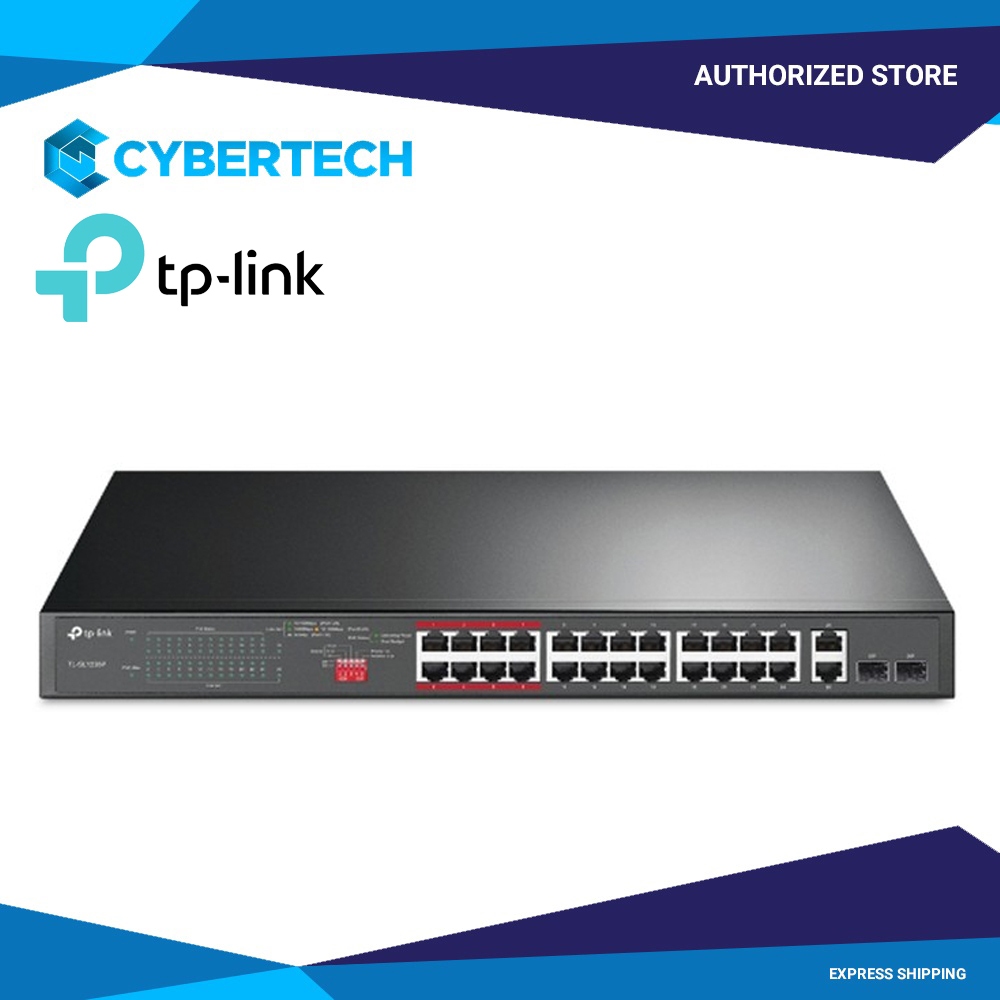 Network Active/ Switch/ TP-link TL-SL1226P 24-Port 10/100Mbps + 2-Port Gigabit Rackmount Switch with 24-Port PoE+