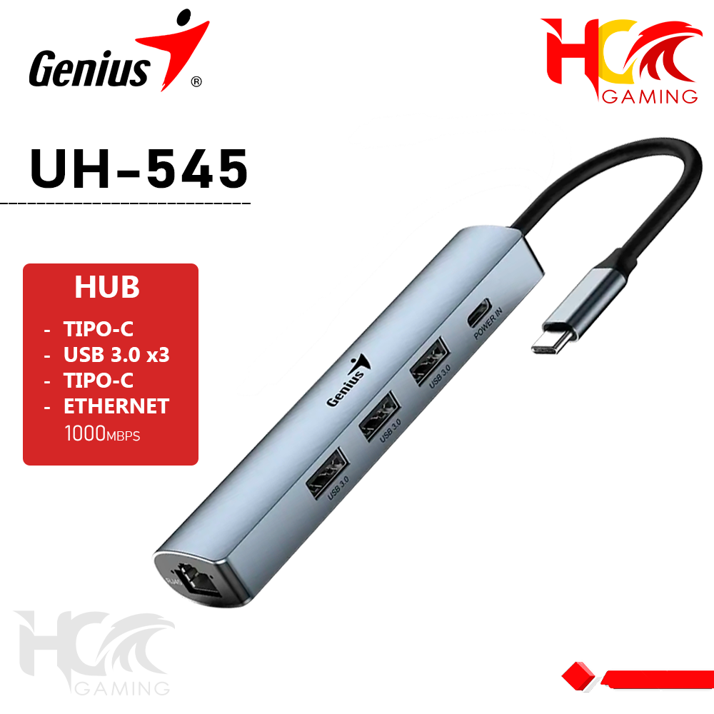 Genius 5-in-1 USB 3.0 Hub with Gigabit Ethernet