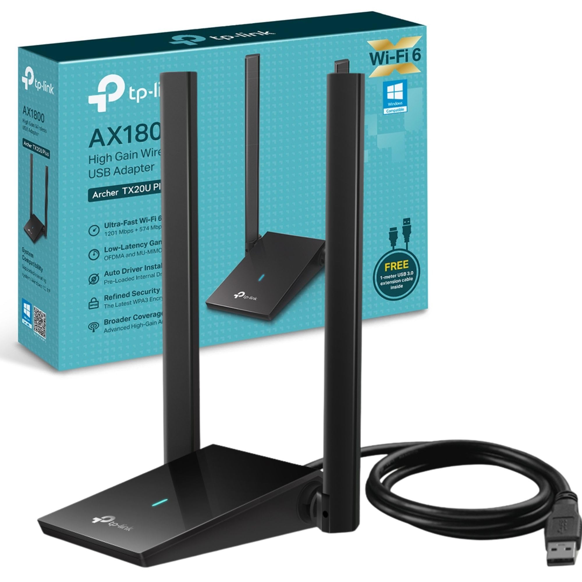 Network Active/ USB Wireless Adapter/ TP-LINK Archer TX20U Plus AX1800 High Gain Wireless USB Adapter
