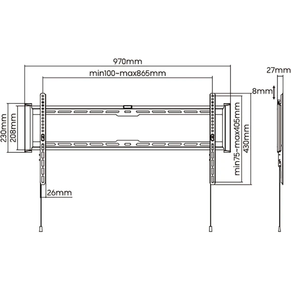 TV Accessories/ Wall Brakets/ Stell Fixed mount SLIM for TV 43" - 90", Max. loading: 75 kg