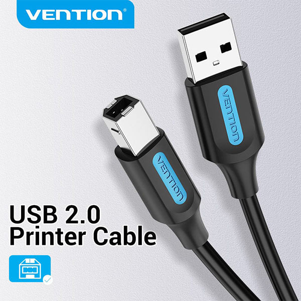 Cable/ AM-BM/ VENTION COQBL USB 2.0 A Male to B Male Cable with Ferrite Cores 10M Black PVC Type