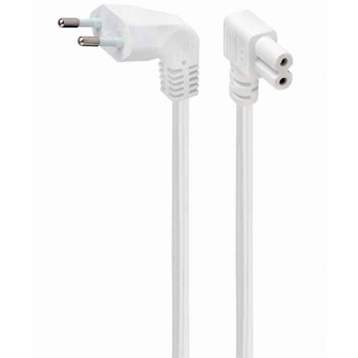 Cable/ GMB Power cord (C7) with angled connectors, VDE approved, 2.5 m, white (PC-184L-VDE-2.5M-W)