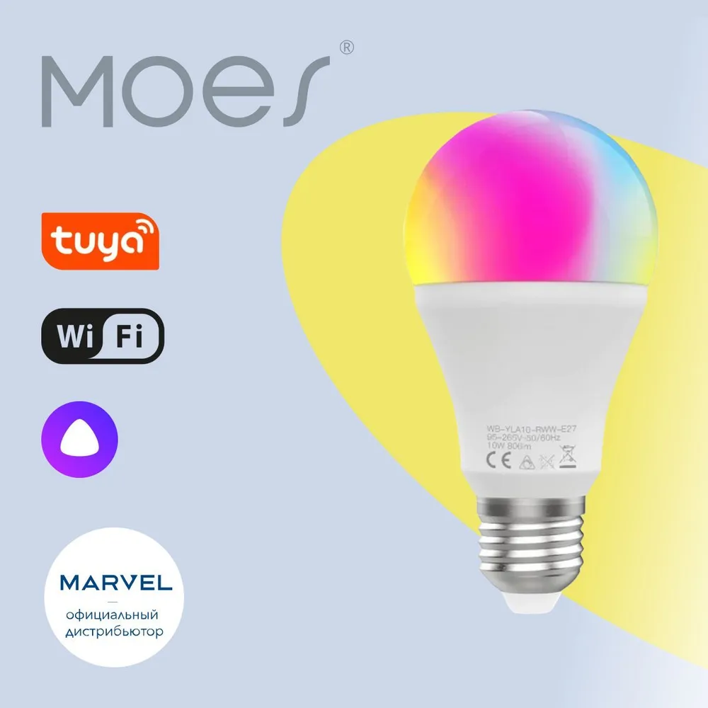 Moes WB-TDS5-RCW-E27-MS Wi-Fi ტიპის ჭკვიანი LED ნათურა დიმირებით და RGB განათებით