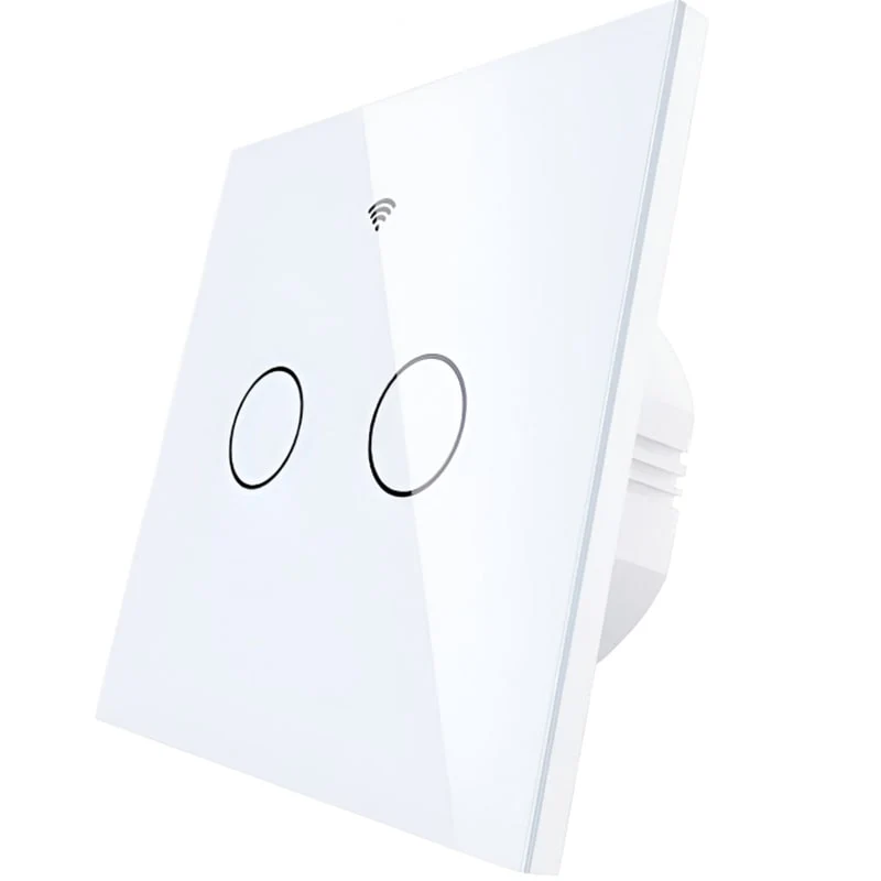 Moes WiFi+RF Switch; EU Type;2 Gange ორ კლავიშიანი შუქის ჭკვიანი ჩამრთველი თეთრი