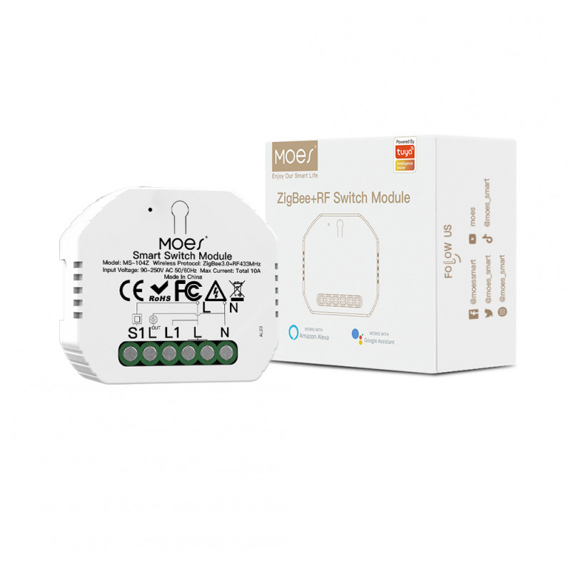 MOES ZigBee 3.0 RF Smart Light Switch Module 1 Gang Modular Alexa Google Home Voice Control