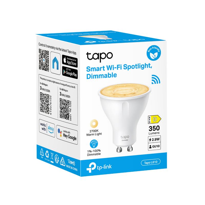 TP-Link Tapo L610 GU10 ტიპის ჭკვიანი Wi-Fi ნათურა დიმირების ფუნქციით