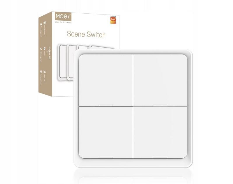 Star Feather Series WiFi Smart Switch Push Button With Neutral Wire Light Scene 2in1 Switch EU Version 2 Gang White