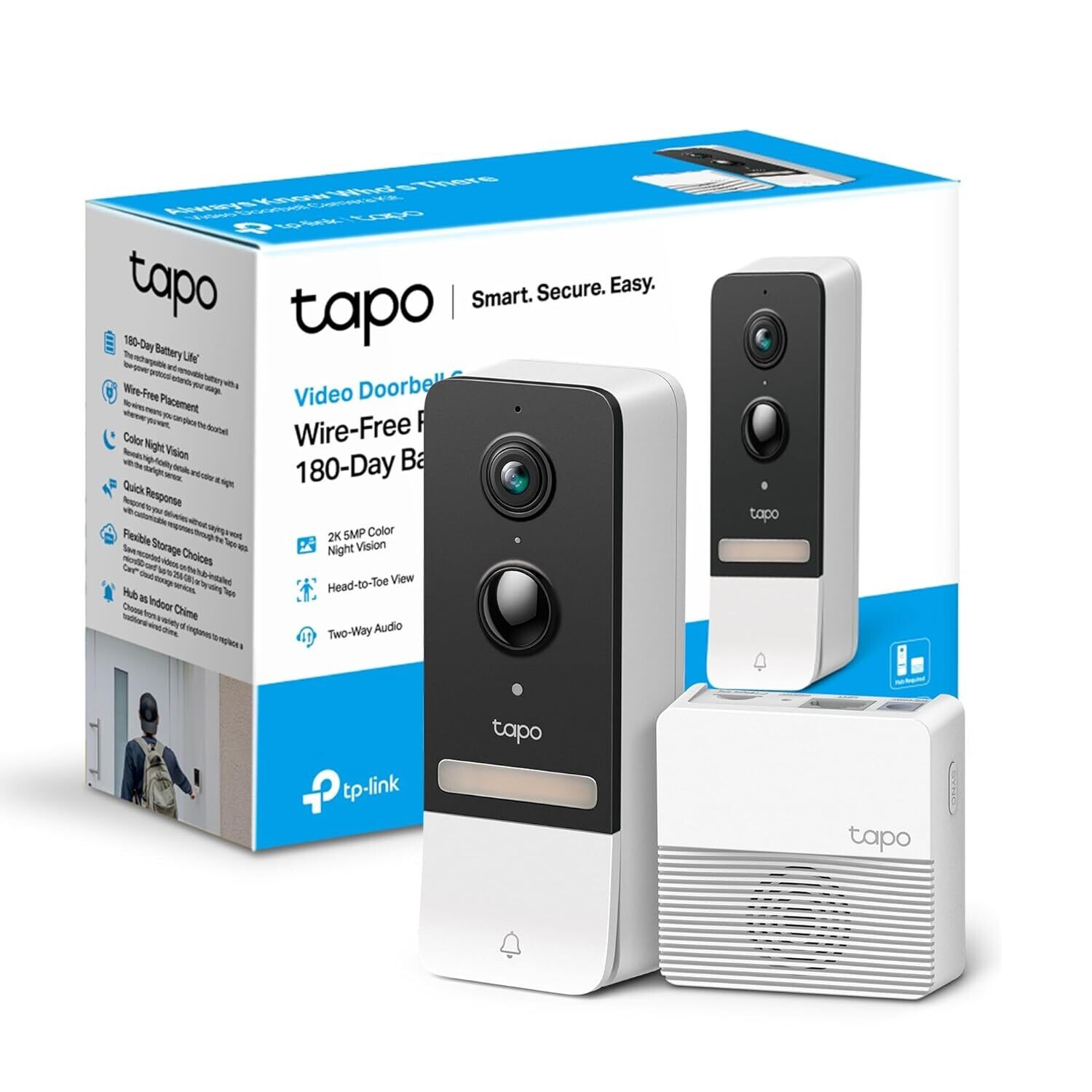 Tp-Link Tapo D230S1  ჭკვიანი ვიდეო ზარის კომპლექტი ვიდეო ზარი + ჭკვიანი ჭკვიანი სახლის ჰაბი Tapo H200