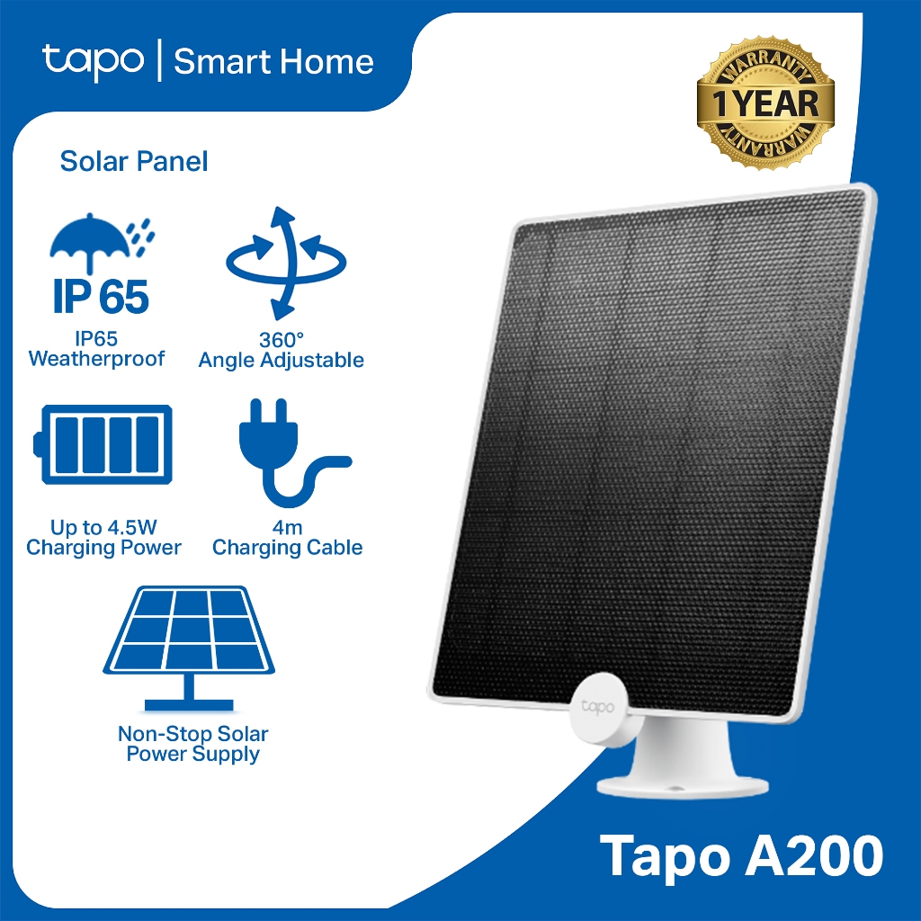 TP-link Tapo A200  მზის პანელი TP-Link-ის მოწყობილობებისთვის