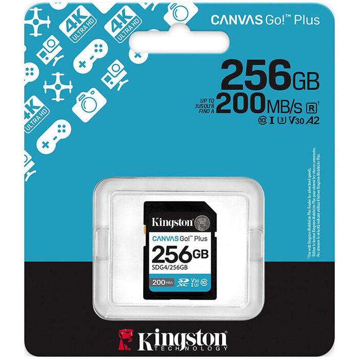 Kingston Canvas Go Plus 256GB SD Card | Up to 200MB/s | Class 10, UHS-I, U3, V30 | SDG4/256GB