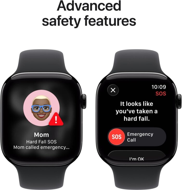 Apple Watch Series 11 GPS 46mm Jet Black Aluminium Case with Black Sport Band - S/M  (MEUW4RK/A)