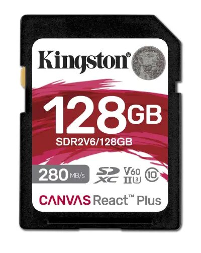 Kingston 128GB SDXC Canvas React Plus UHS-II 280R/100W U3 V60 for Full HD/4K