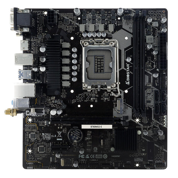 PC Components/ MotherBoard/ LGA 1151/ Biostar Mainboard,INTEL B760MX2E, 2DDR5 Socket 1700, uATX, 2.5G LAN