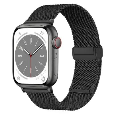 KALEBOL Magnetic Buckle Watch Band for Apple Watch Series 10 9 8 7 SE 6 5 4 3 2 1 42mm 41mm 40mm 38mm Stainless Steel Strap - Black